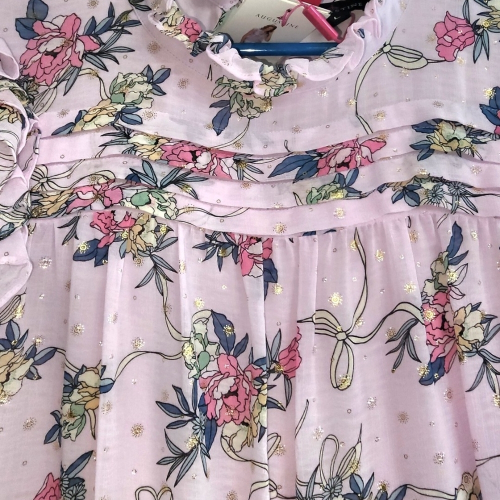 Augustine Silk Floral Blouse in Pink and Gold Romantic Chic